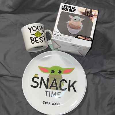Star Wars collectors set 4 plates salt & pepper shaker Yoda coffee cup kitchen