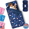 Primlect Toddler Nap Mat with Pillow and Blanket, Extra Large 55''x35'' Sleeping Bag, Washable, Light, Easy to Roll up, Perfect for Daycare, Preschool, Kindergarten, Travel, Boys and Girls