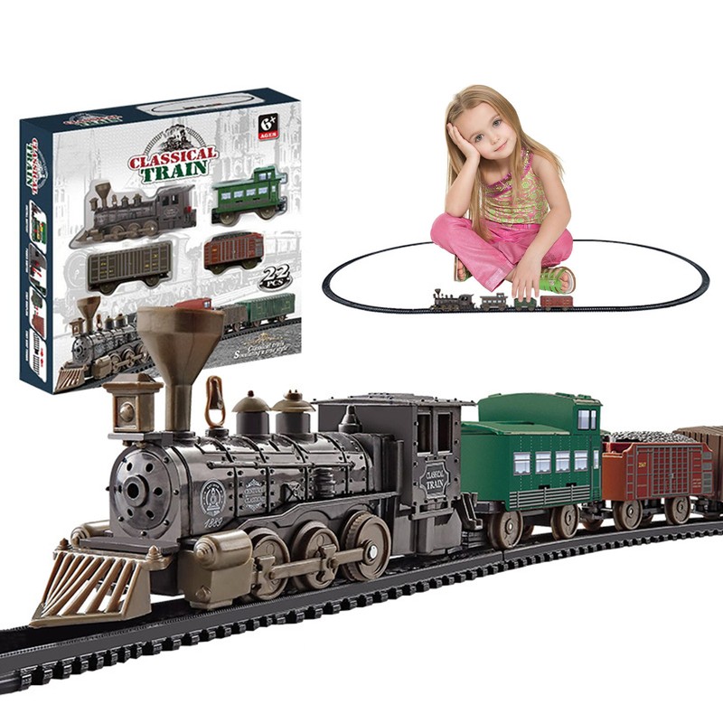Kids Electric Classical Train Set Battery Powered Electric Railway Train Toy Set