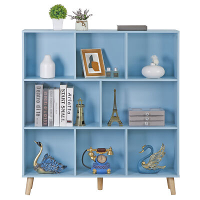 3-Tier 8 Cube Bookshelf Wood Storage Organizer Open Shelf Toy Display with Legs