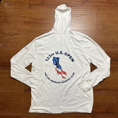 Johnnie-O Hoodie T Shirt Mens L White Pullover Long Sleeve 123rd US Open LACC