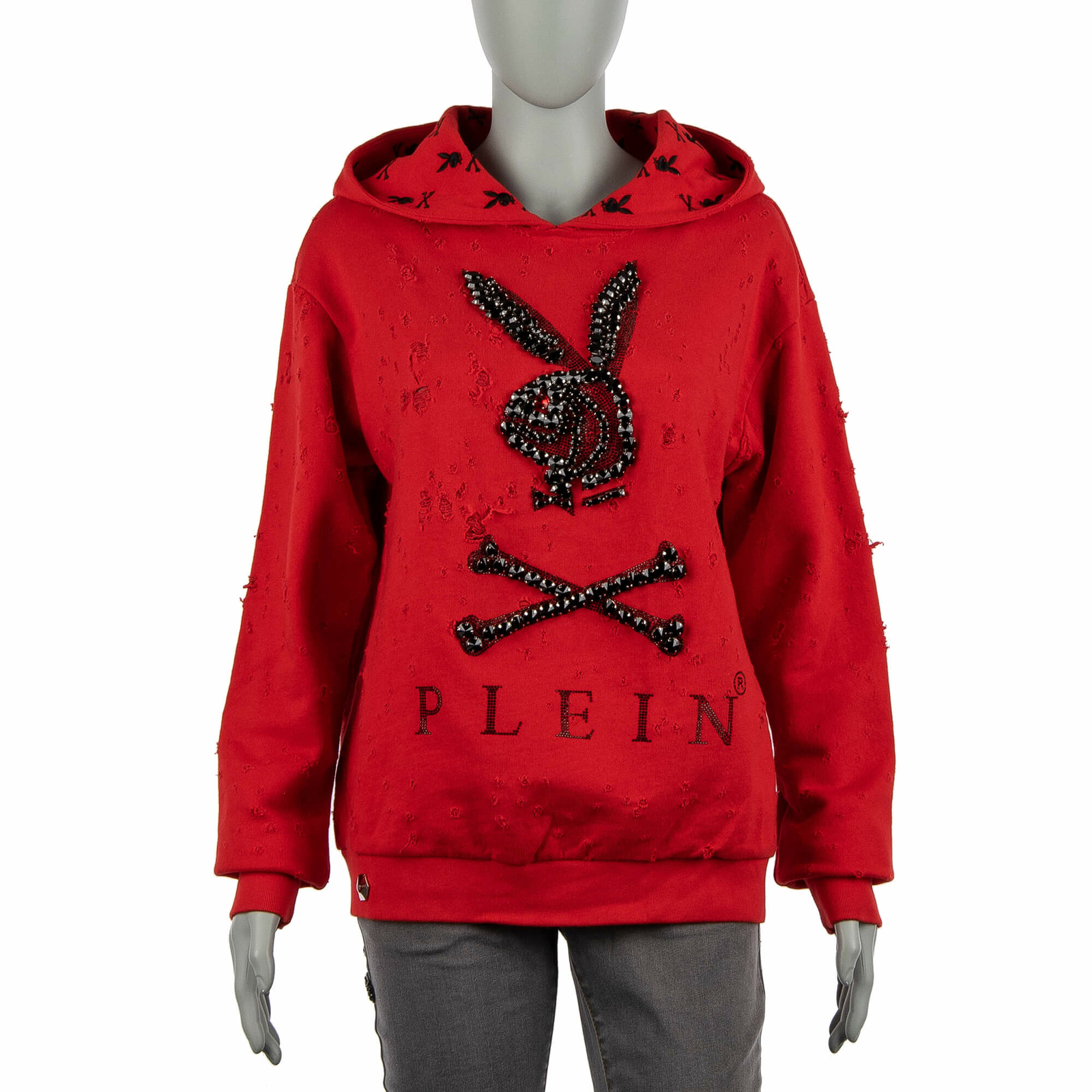 

Толстовка с капюшоном PHILIPP PLEIN X PLAYBOY Crystals Skull Bunny, красная 08482, Красный