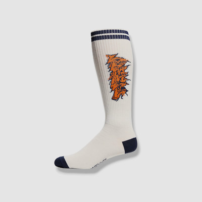 $106 Off-White Men's White Blue 1-Pair Neen Graffiti Logo Crew Socks Italy O/S