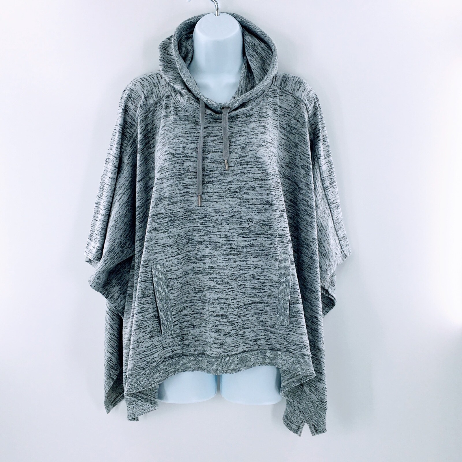 Athleta Womens Hooded Poncho Grey Oversized Blissful Workout