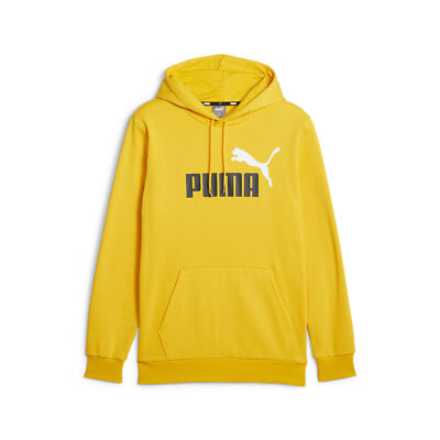 

PUMA Mens Essentials+ Двухцветная худи с большим логотипом, Yellow - yellow sizzle
