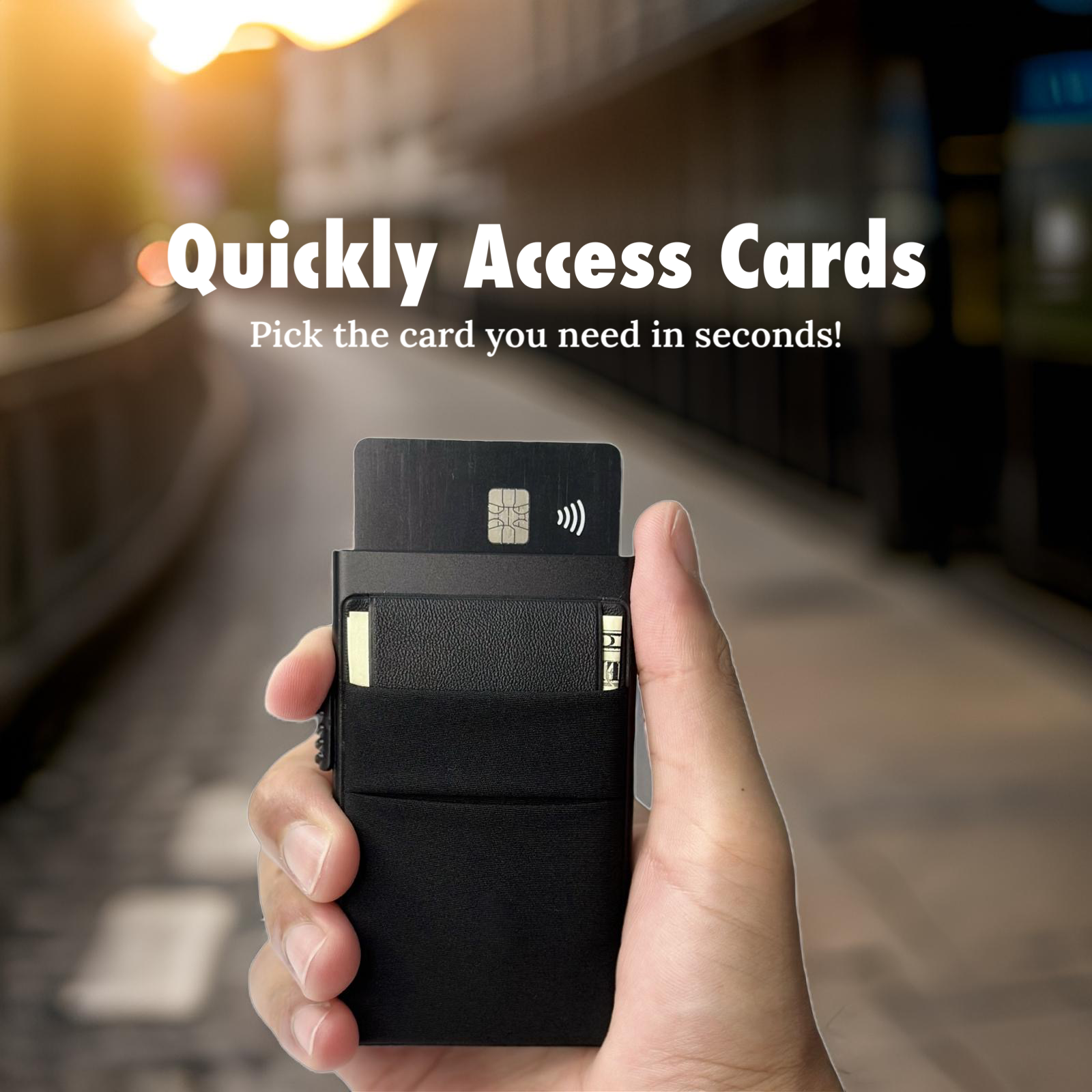 Men's Ultra Slim Aluminum Wallet Pop Up RFID Blocking Card Holder Money Clip