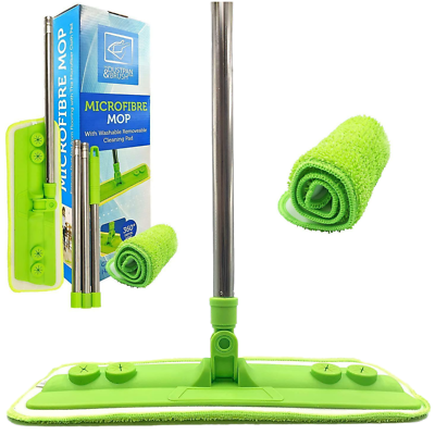 Laminate Floor Mop with Washable Microfibre Cleaning Pad Tile Wood
