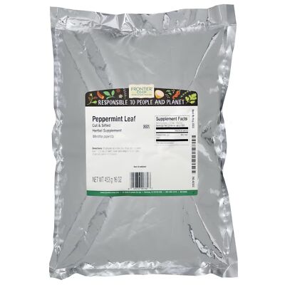Листья перечной мяты Frontier Natural Products, нарезанные и просеянные, 1 фунт оптом