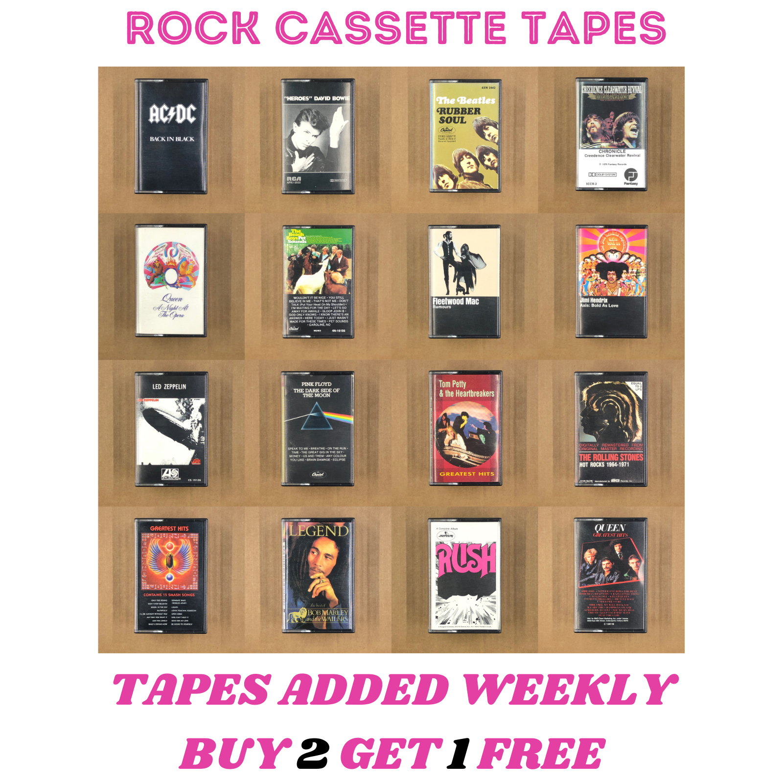$5 & UP CASSETTE TAPES Rock Prog Psychedelic Surf 60s 70s 80s (BUILD UR OWN LOT)