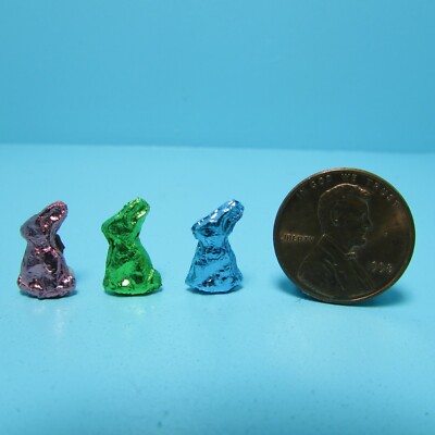Dollhouse Miniature Individual Easter Bunny Chocolate Foil Wrapped Candy CLD612