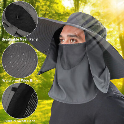 Wide Brim Sun Hat UV Protection Bucket Cap For Hiking Camping Fishing Women Men