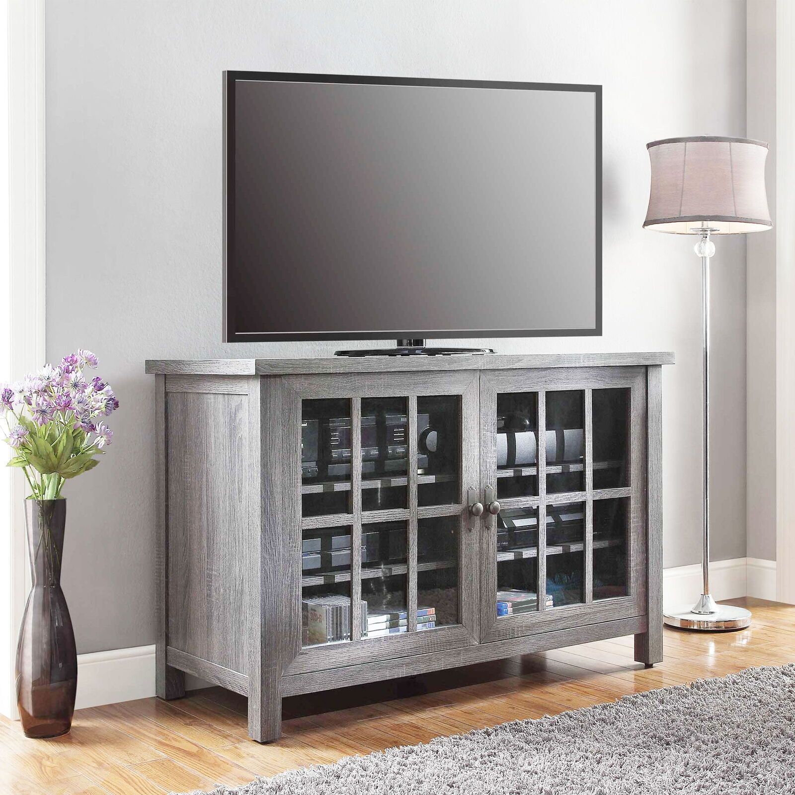 With Doors Gray Entertainment Units Media Storage Us