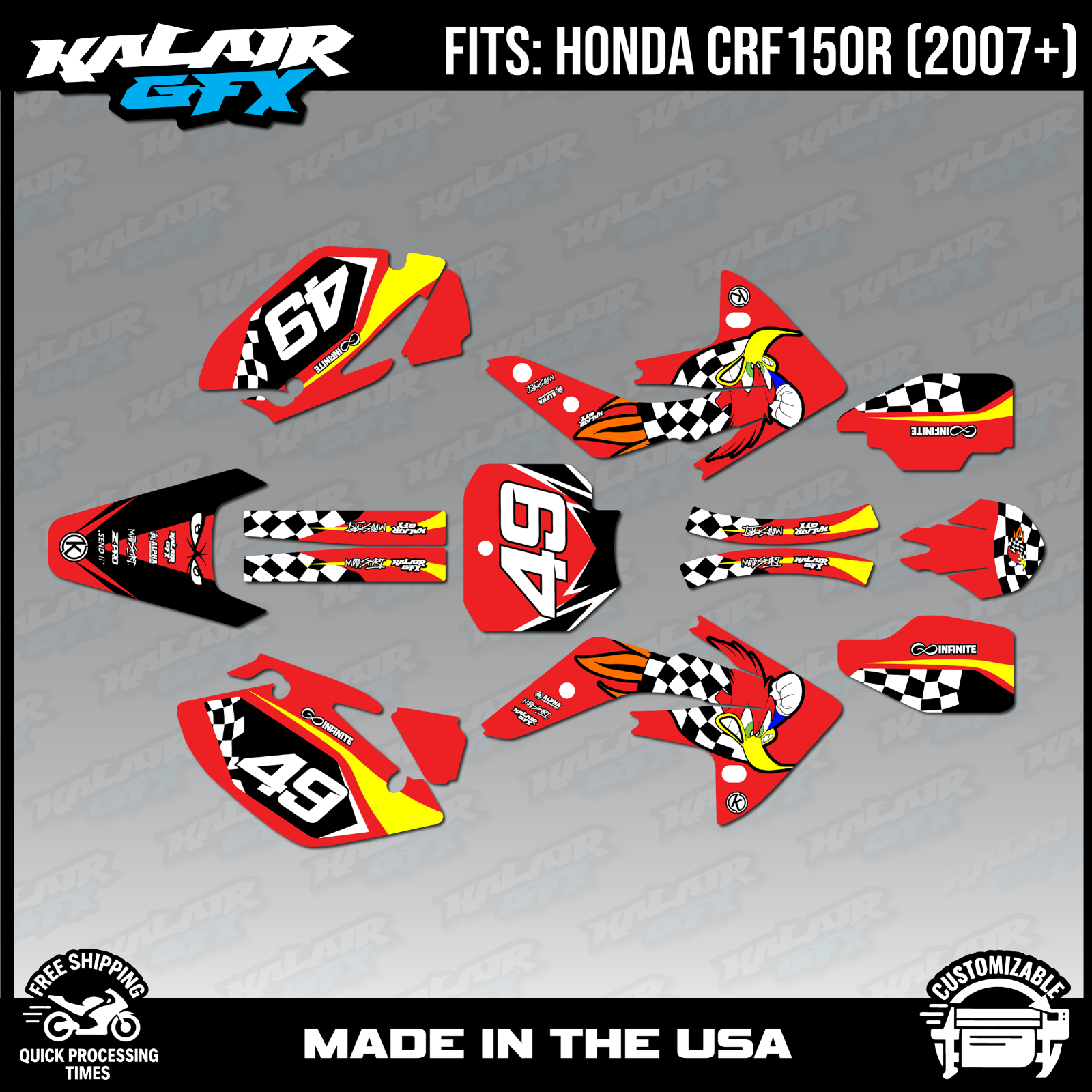 Graphics Kit for Honda CRF150R (2007-2023) CRF 150R Pecker Series