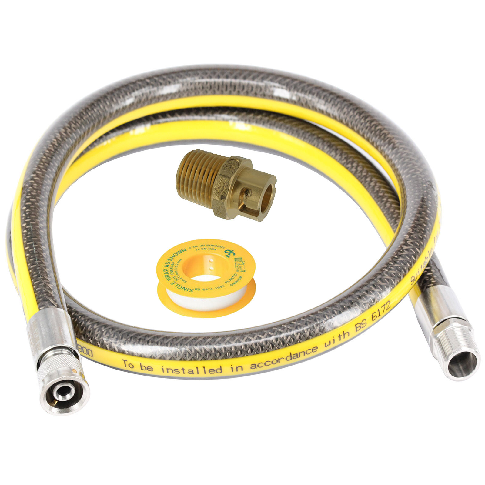 UNIVERSAL Oven Cooker Gas Hose 4ft 1/2" Angled Micro Pipe