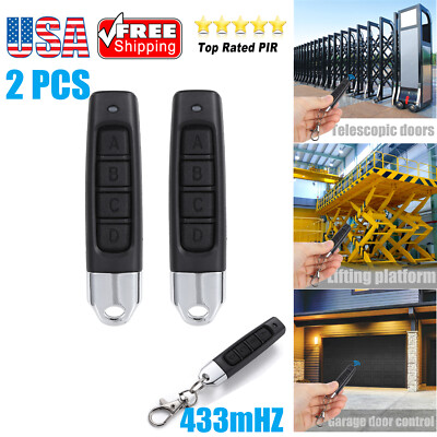 2PCS Universal Garage Door 433mhz Electric Cloning Remote Control Key Fob Opener