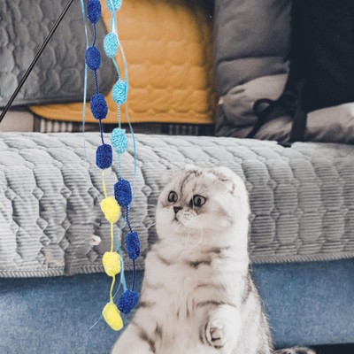 Cat Feather Wand Stick Wire Teaser Kitten Toy Interactive Cat Fishing Pole Toy 
