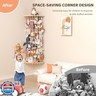 VORTULIUK Stuffed Animal Storage Toy Organizer, Wood Corner Plushies Storage Wall Shelf with Adjustable Length, Hanging Stuffed Animal Holder for Kids Playroom Bedroom Organizer
