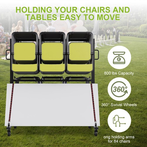 TECSPACE Folding Table and Chair Cart with cover, 800 LBS Capacity for 84 Chairs