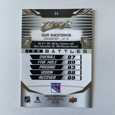 2022 Upper Deck MVP #24 Igor Shesterkin Ice Battles Gold