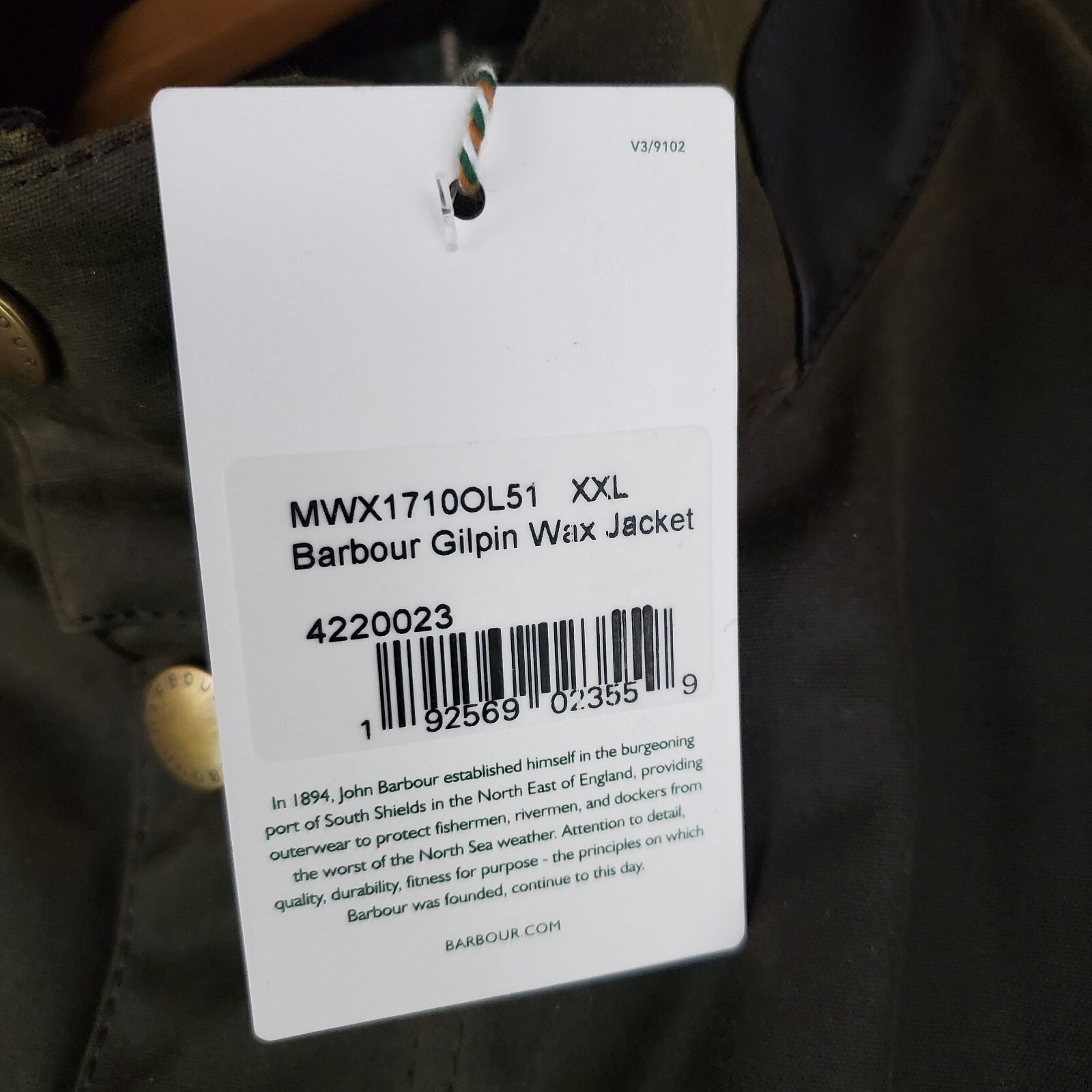 Pre-owned Barbour $430  Size 2xl Mens Oban Waxed Cotton Field Jacket Oilskin Green Xxl