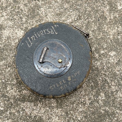 Vintage Lufkin Rule Co 50ft Universal USA Steel Tape Measure Saginaw MI Works