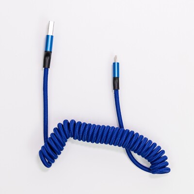 Fast Charge USB Cable Spring Coiled Cord For iPhone 14 13 12 11 XR X 8 7/ProMax
