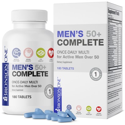 Bronson ONE Daily Men's 50+ Complete MultiVitamin MultiMineral, 180 таблеток