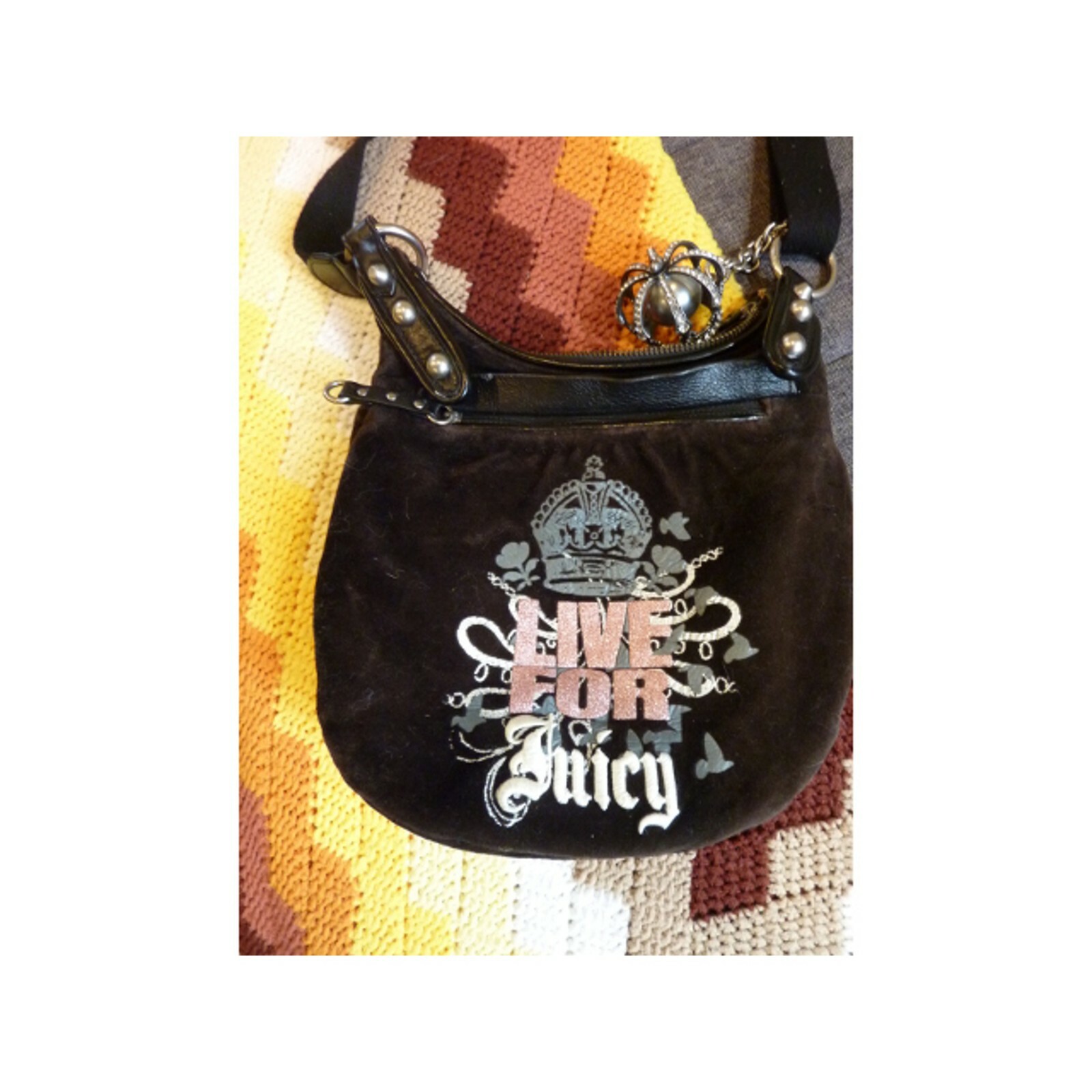 Small Juicy Velour Messenger Crossbody Purse