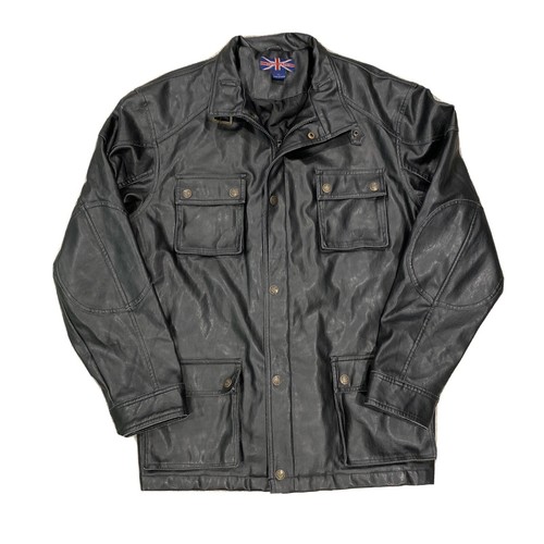 Whispering Smith Faux Leather Motorcycle Jacket Mens Size XL