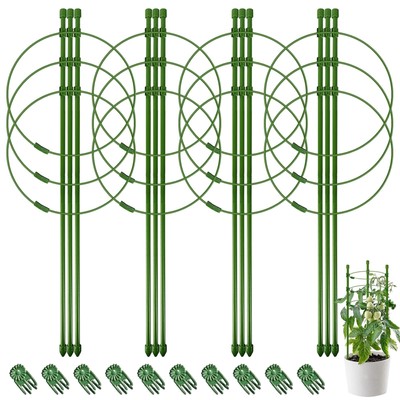4 Packs 30inch Plant Support Cages with 3 Adjustable Support Rings- Small Tom...