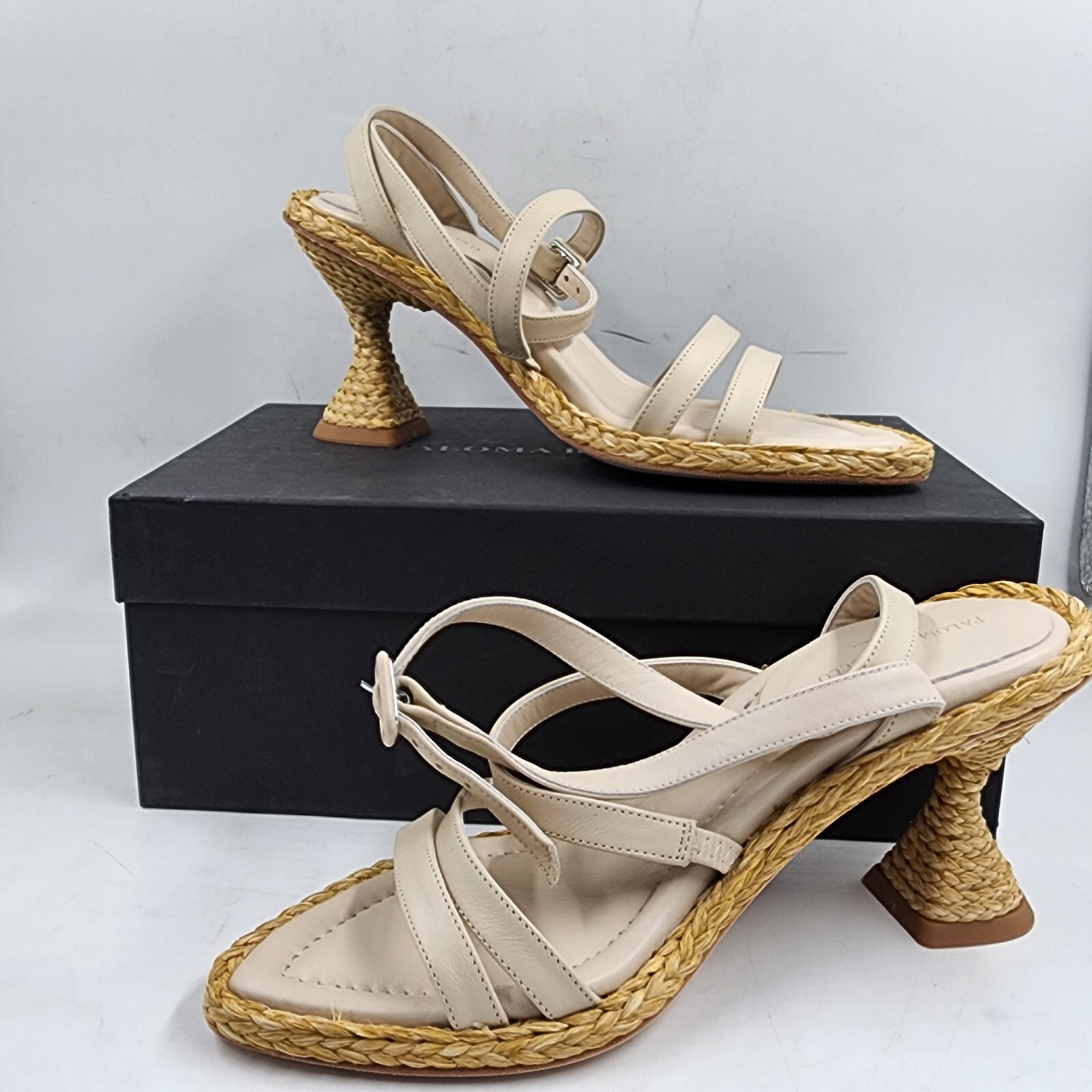 Paloma Barceló Agnes Leather Sandals Women's 39/9US Ivory Open Toe Ankle Strap - Picture 1 of 15