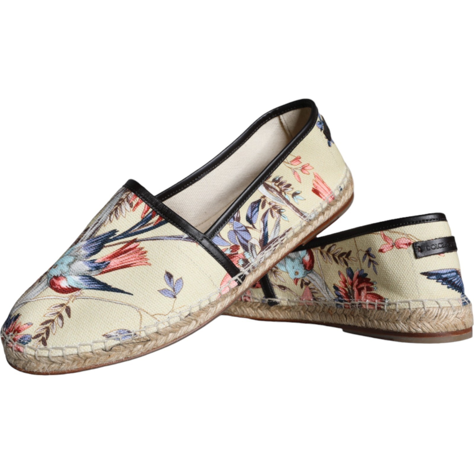 Pre-owned Dolce & Gabbana Shoes Beige Floral Canvas Espadrilles Slip On Eu40 / Us7 470usd