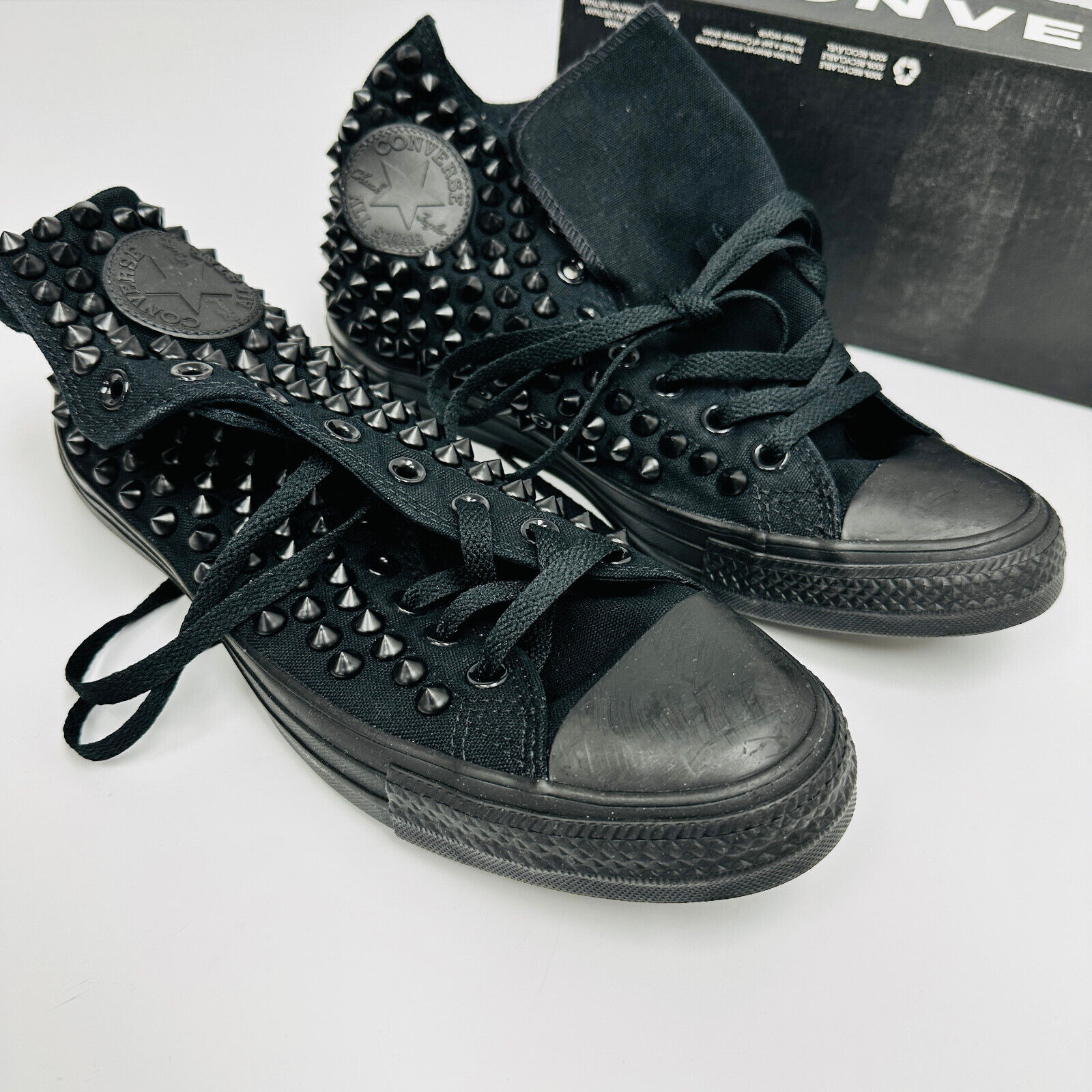 CONVERSE CHUCK TAYLOR HIGH TOP MONOCHROME BLACK CUSTOM CONVERSE CHUCK TAYLOR HIGH TOP MONOCHROME BLACK CUSTOM