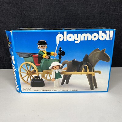 Vintage Playmobil 3481 Horse Victorian Carriage Doctor & Daughter - New Open Box
