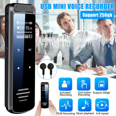 Mini Digital Voice Activated Recorder Sound Audio Recording Device w/Earphones
