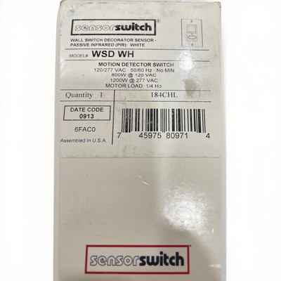 Acuity Controls Sensor Switch WSD WH Wall Switch Decorator Sensor.