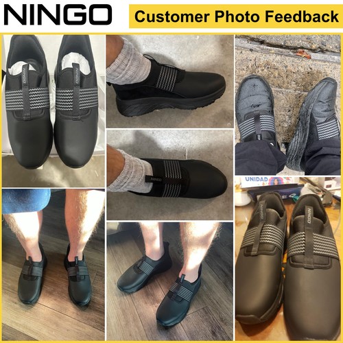 NINGO Men's Slip-Resistant Work Shoes Lightweight Water & Oil Resistant Sneakers