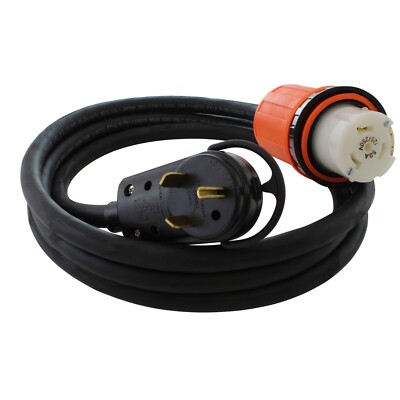 50ft RV 30A TT-30P Plug to SS2-50R RV/Marine 50A Detachable Inlet Connection