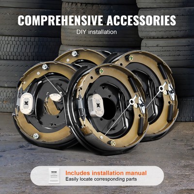 VEVOR Electric Trailer Brake 12" x 2" Self-Adjusting Assembly 2 Pairs 7000 lbs