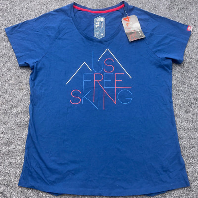 NWT THE NORTH FACE T-Shirt Womens XL RU/14 US Free Skiing Blue S/S 2014 USA NEW