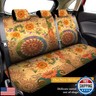 Riakrum 15 Pcs Yellow Sun Moon Sunflower Vintage Boho Car Seat Covers Full Set Steering Wheel Auto Front and Back Seat Protector with Belt, Armrest Cover and Cupholder Pad for Car SUV
