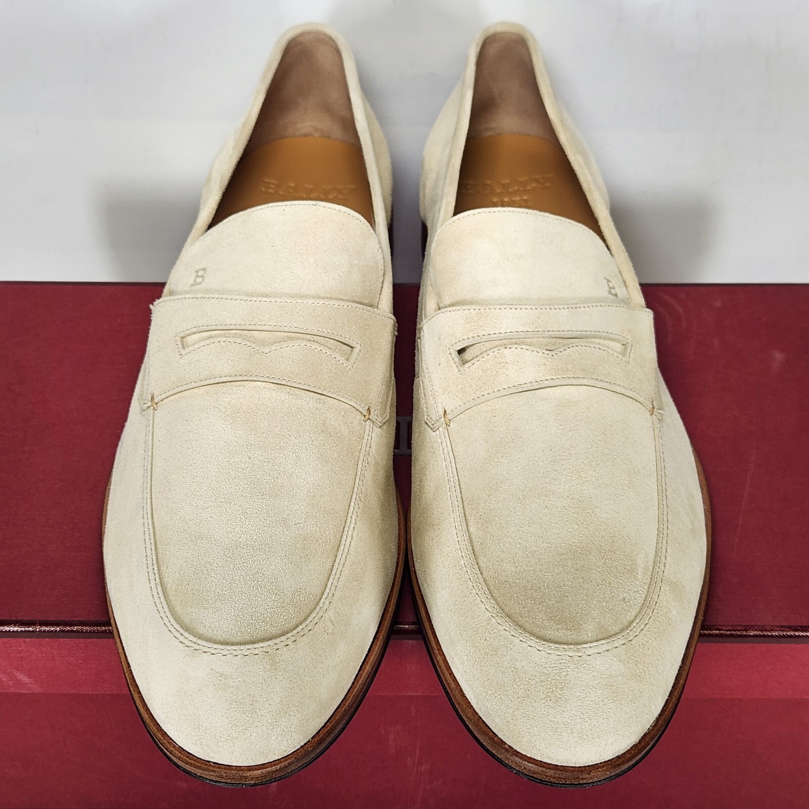 Pre-owned Bally Size 12 -  Webb Loafer - Fossil 22 Beige - Calf Suede