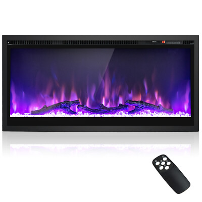 36 in Electric Fireplace Linear Heater Insert Wall Mounted with Remote  Control