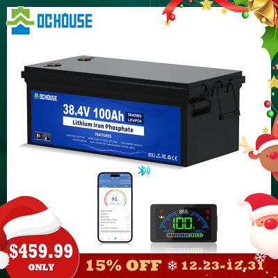 36V 100AH Golf Cart Lithium Battery Bluetooth APP& LCD Monitor Deep Cycle BMS