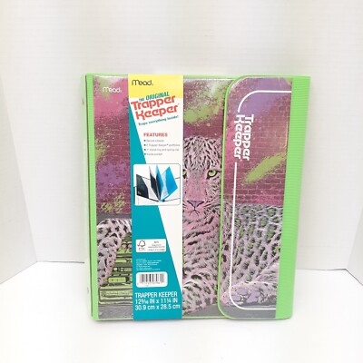 Mead Original Trapper Keeper Binder Retro Portfolio Vintage Style Purple Cheetah