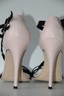 Pre-owned Manolo Blahnik Calestra Pale Pink Leather Black Strappy Sandals Shoes 38.5