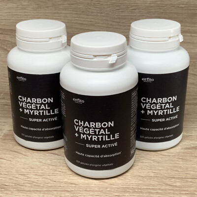 ORFITO Charbon Super Activé + Myrtille Lot 3 X 120 gélules Digestion – 08/27