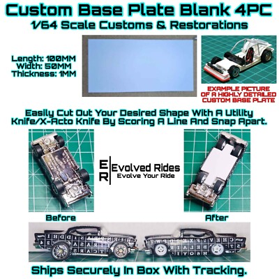 Custom Base Plate Blank 4PC White 100mm x 50mm For 1/64 Scale Custom Restoration