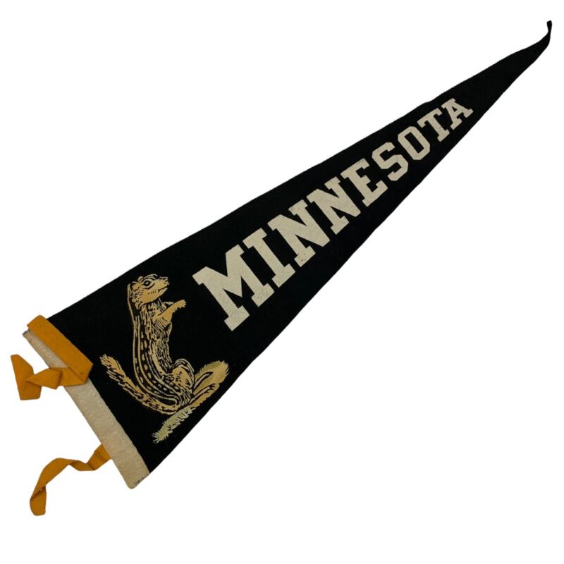 Vintage 1950s 1960s Minnesota State Gophers Pennant Tourist Souvenir Felt Flag