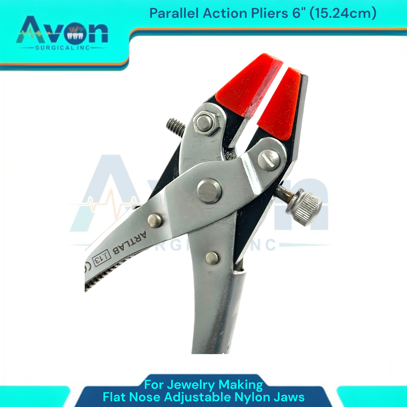 Parallel Action Flat Nose Pliers Smooth Adjustable Nylon Jaws 6 Inches Long